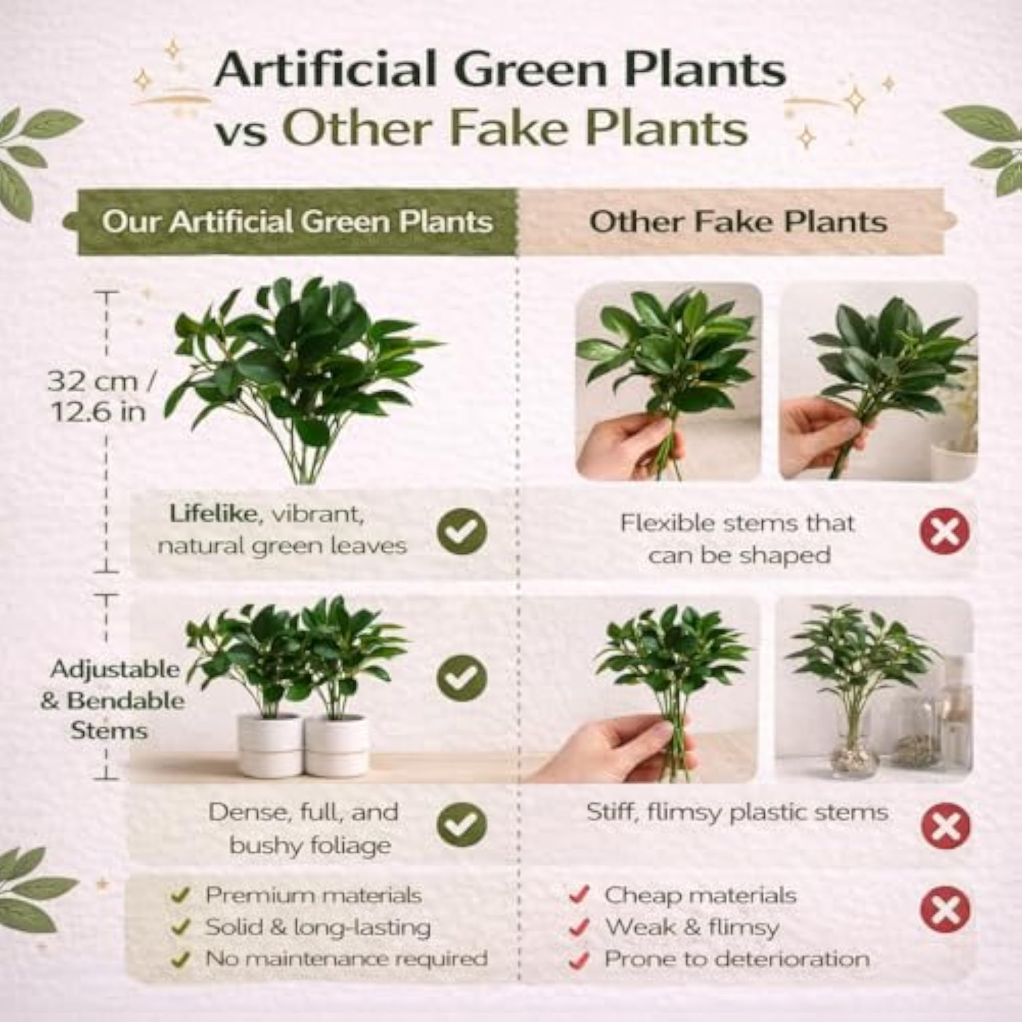 Artificial Rubber Plant Set of 2